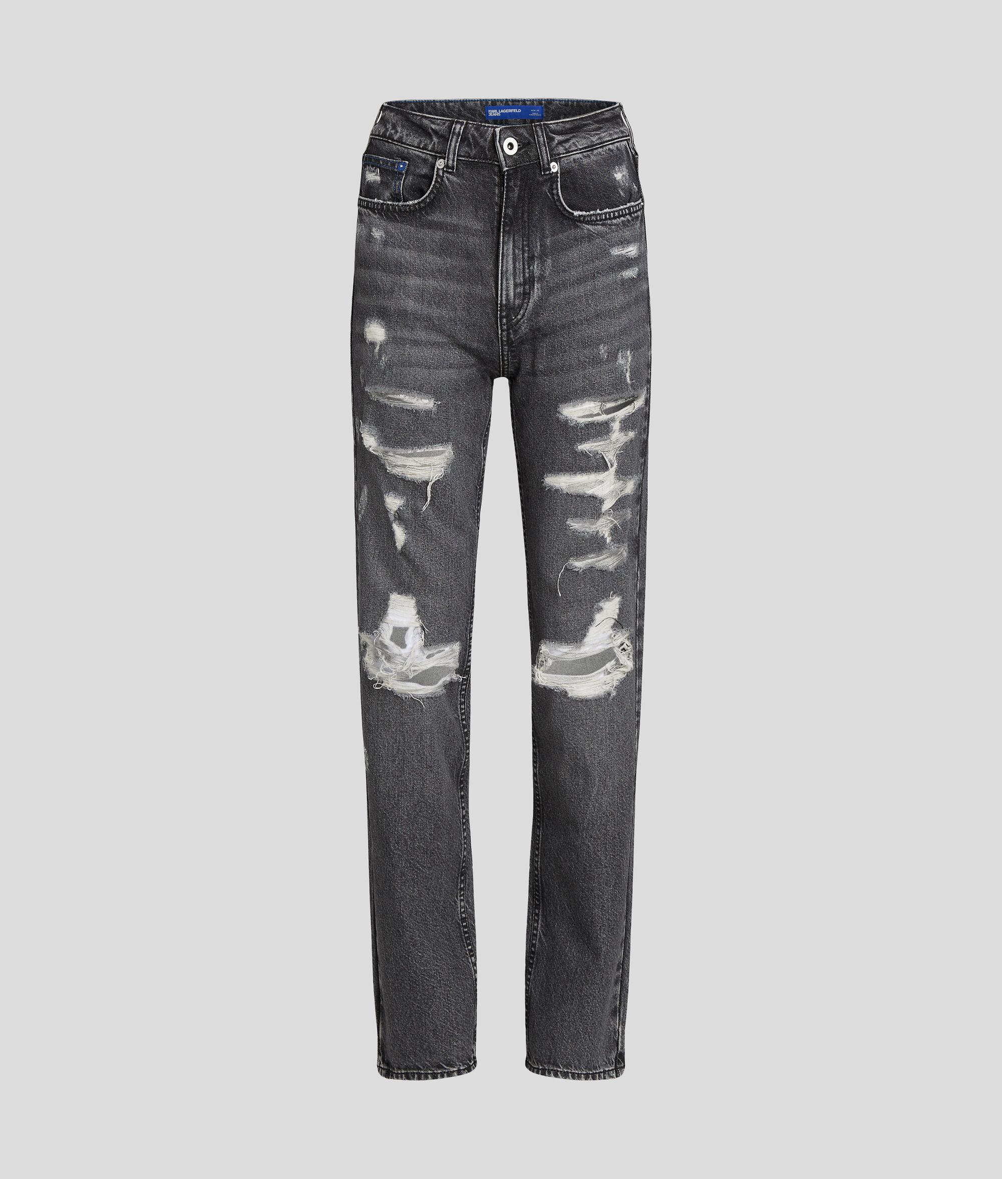 DISTRESSED HIGH-RISE STRAIGHT JEANS Product Image