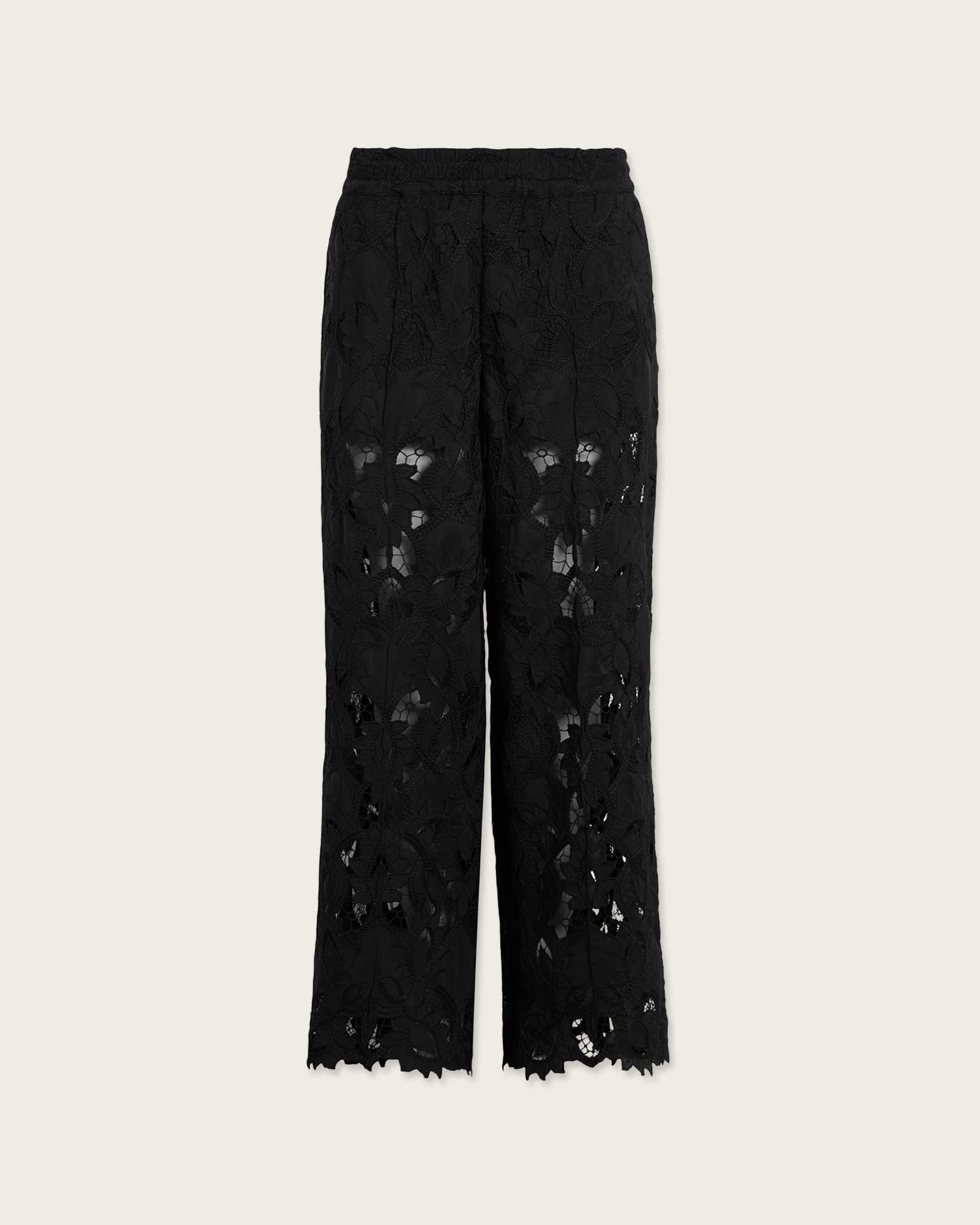 Charli Embroidered Straight Fit Pants Black | ALLSAINTS US Product Image