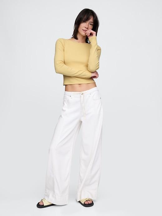 Heavyweight Rib Boatneck Crop T-Shirt Product Image