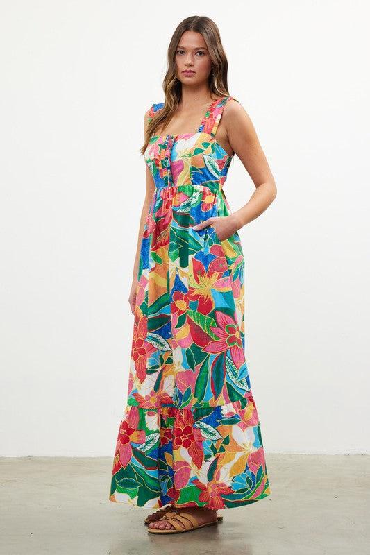 Tropical Print Maxi Dress Product Image
