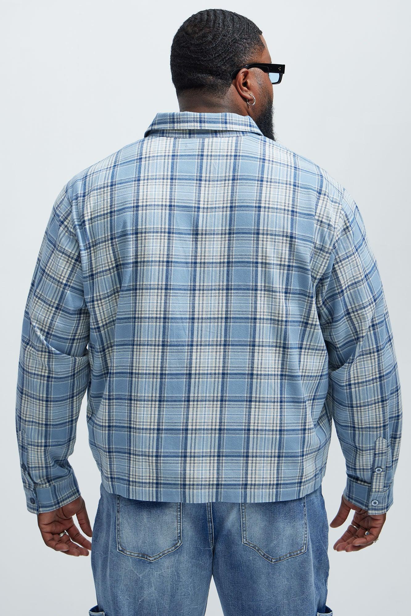 Delano Cropped Plaid Shirt - Blue/combo Male Product Image