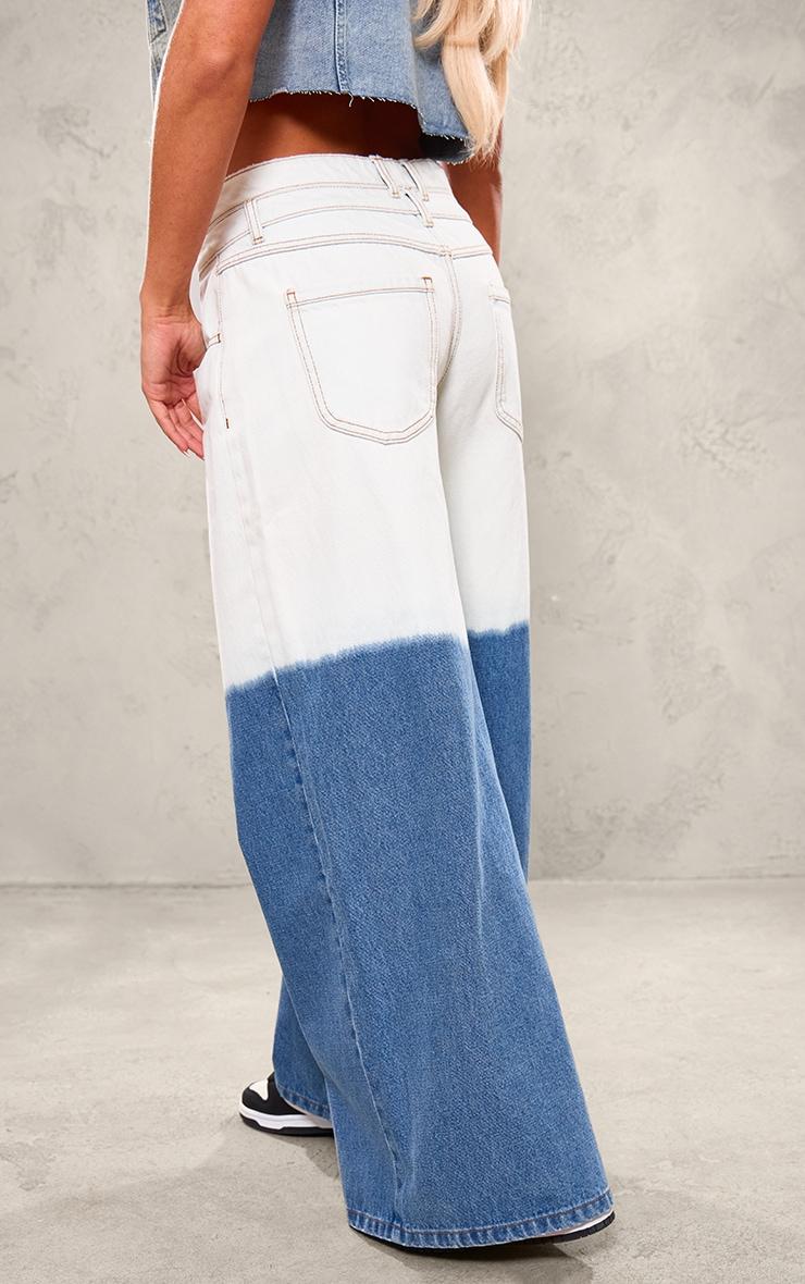 Blue Dip Dye Wide Leg Jeans Product Image