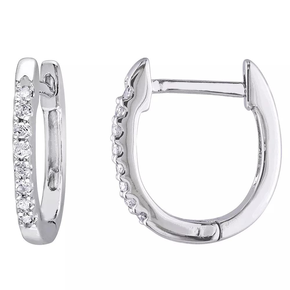 Stella Grace 10K White Gold 1/10 Carat T.W. Diamond Hoop Earrings, Women's, 10k Whgold Product Image