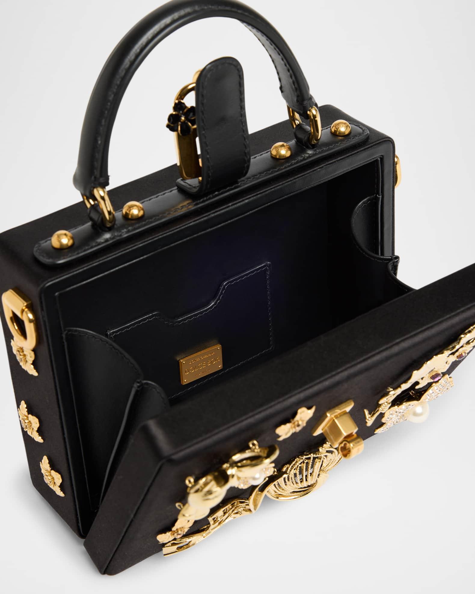 Floral Embellished Satin Box Top-Handle Bag Product Image