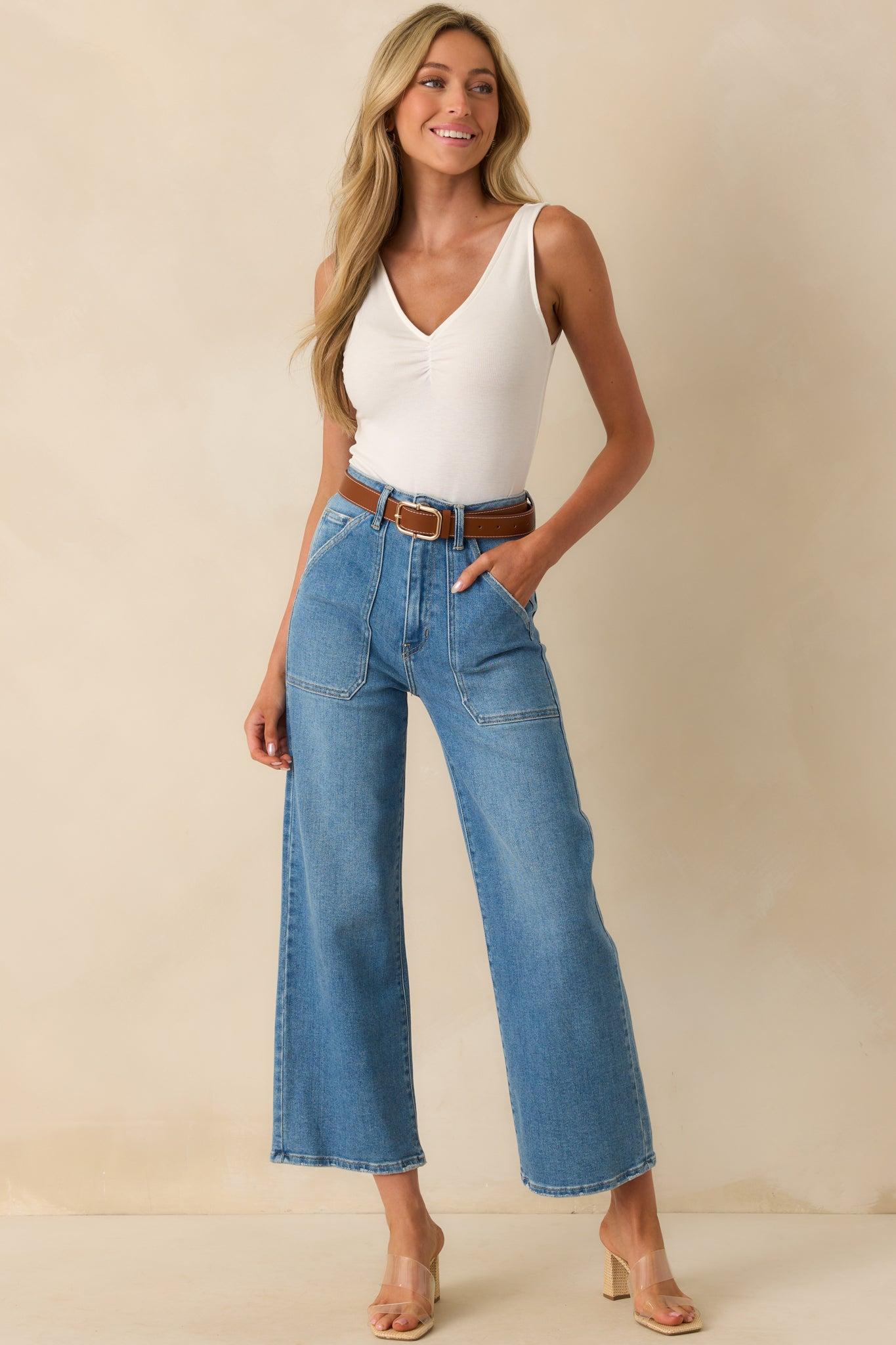 Let It Be Simple White Cinched V-Neck Bodysuit Product Image