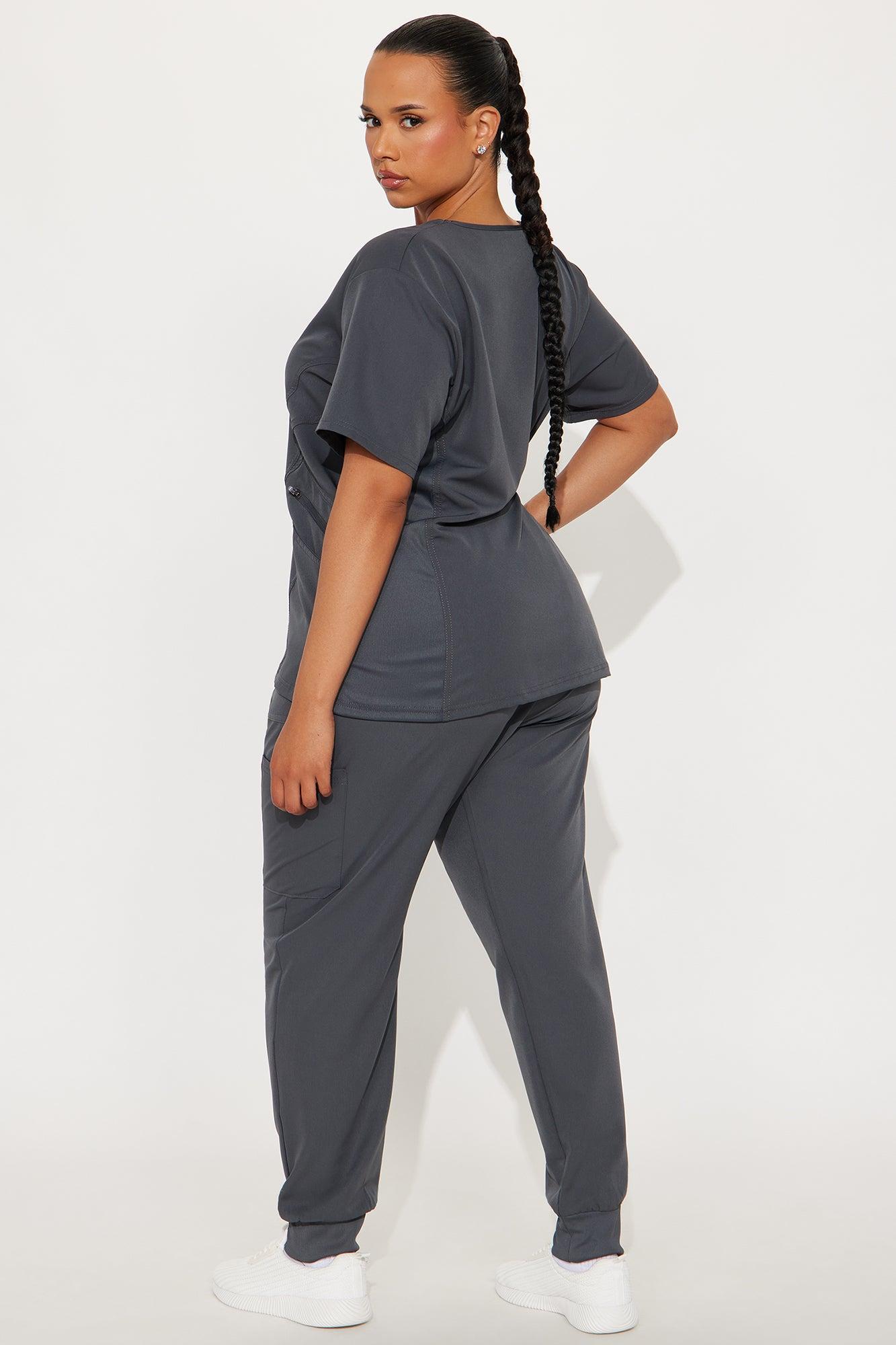 Self Care 4 Way Stretch Scrub Uniform Jogger Set - Charcoal Product Image
