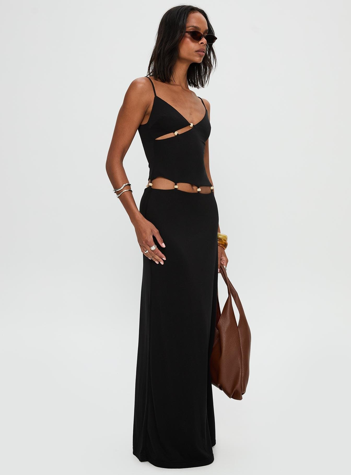 Allspice Beaded Maxi Dress Black Product Image