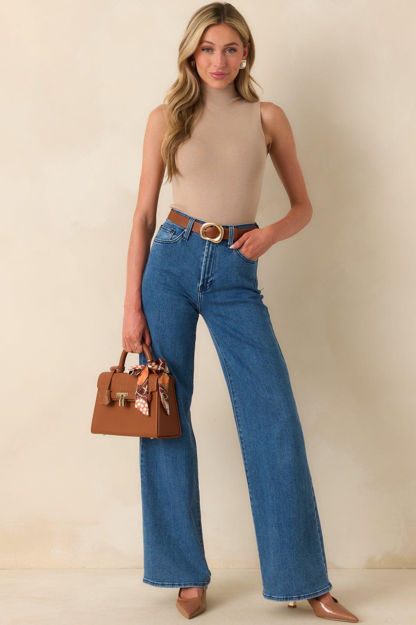 Wherever We Go Medium Wash Wide Leg Jeans Product Image
