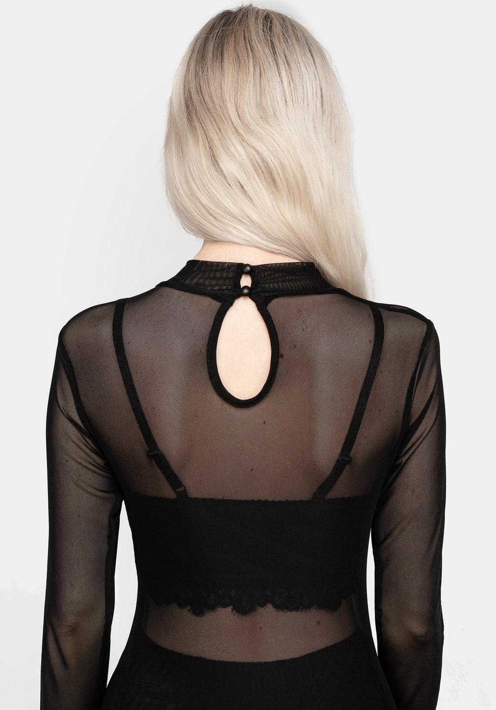 Necrosis High Neck Long Sleeve Mesh Top Product Image