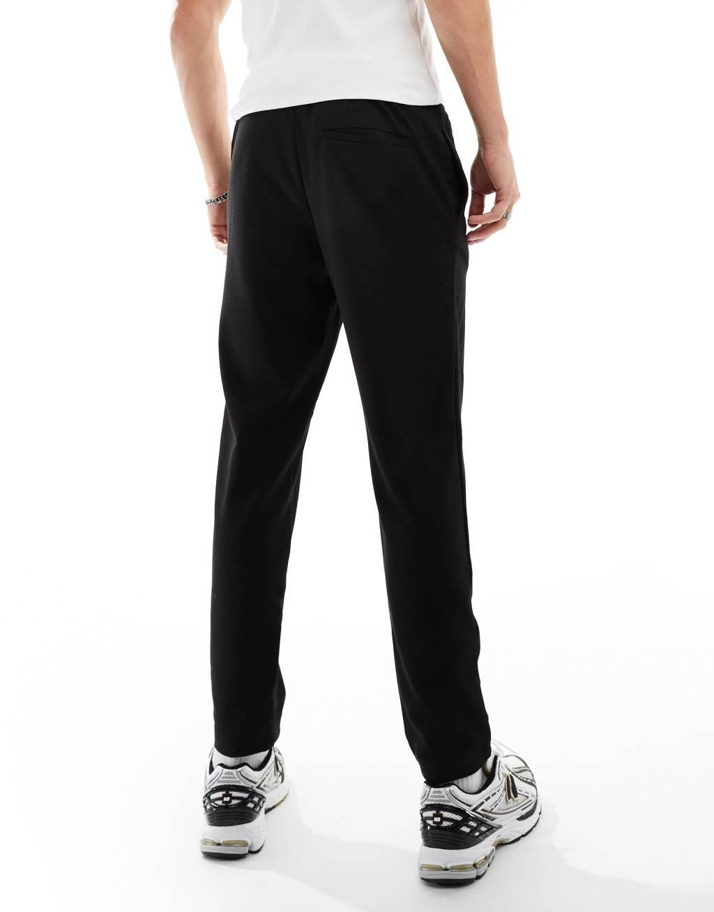 Jack & Jones tapered drawstring smart pants in black  Product Image