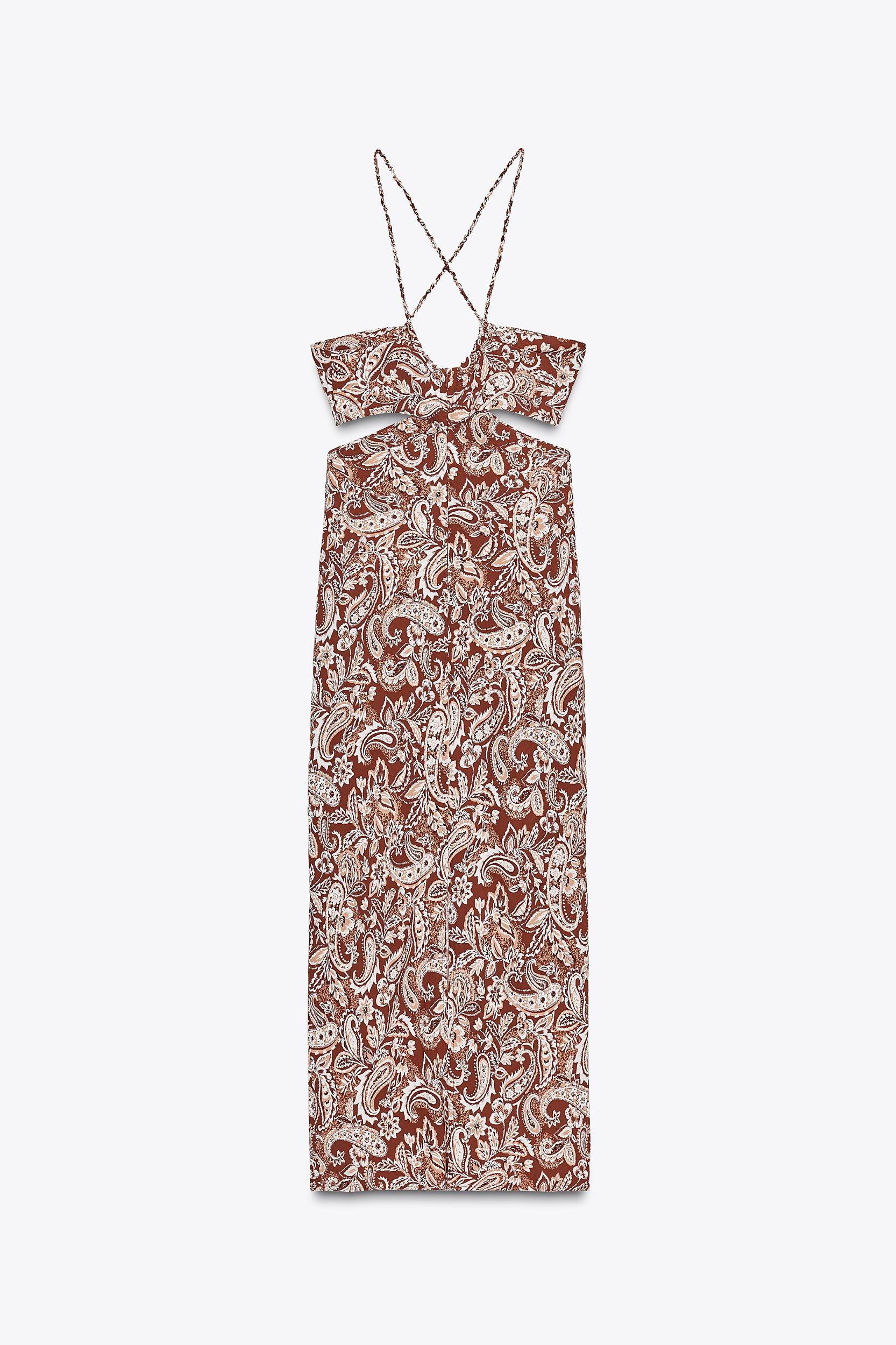 CUT OUT PRINT MIDI DRESS Product Image