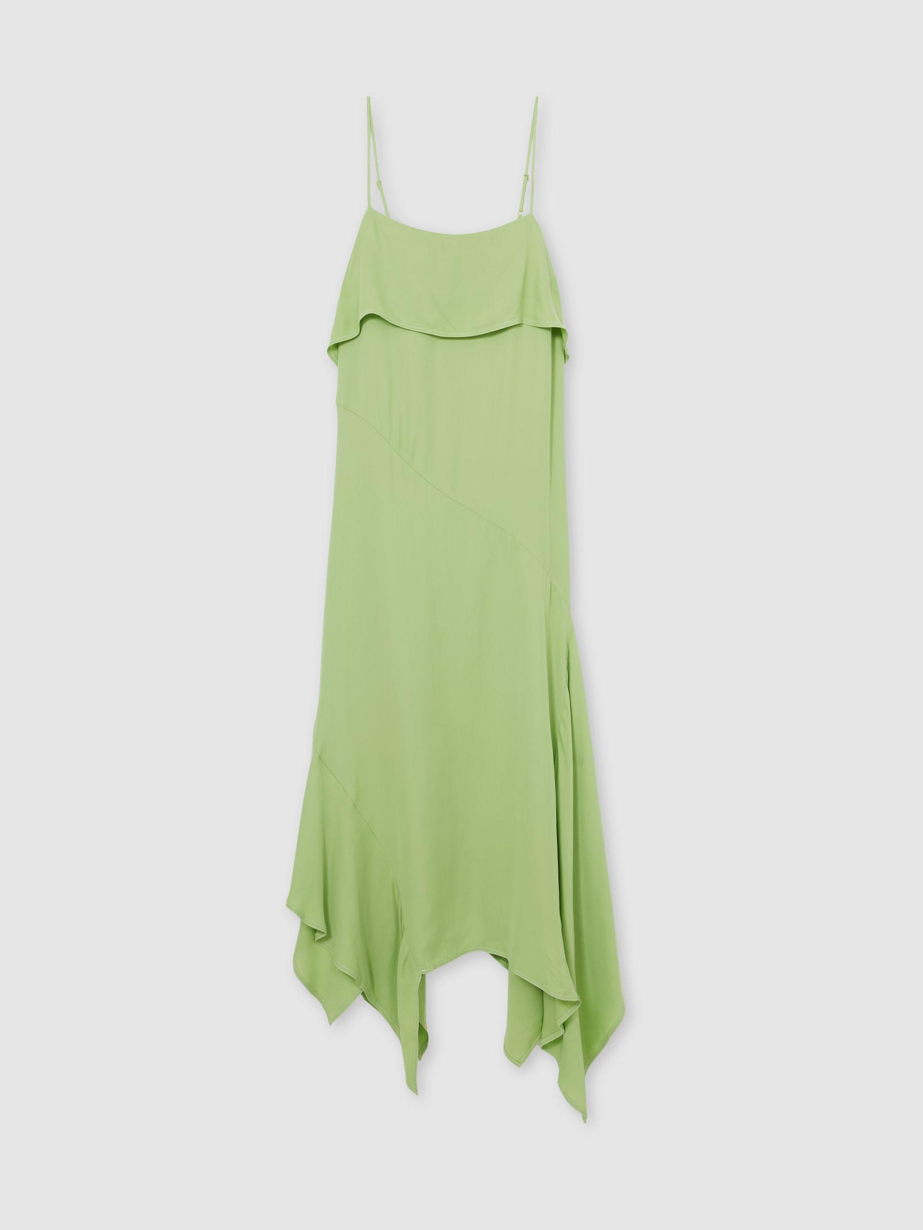 Ruffle-Detail Midi Dress in Green Product Image