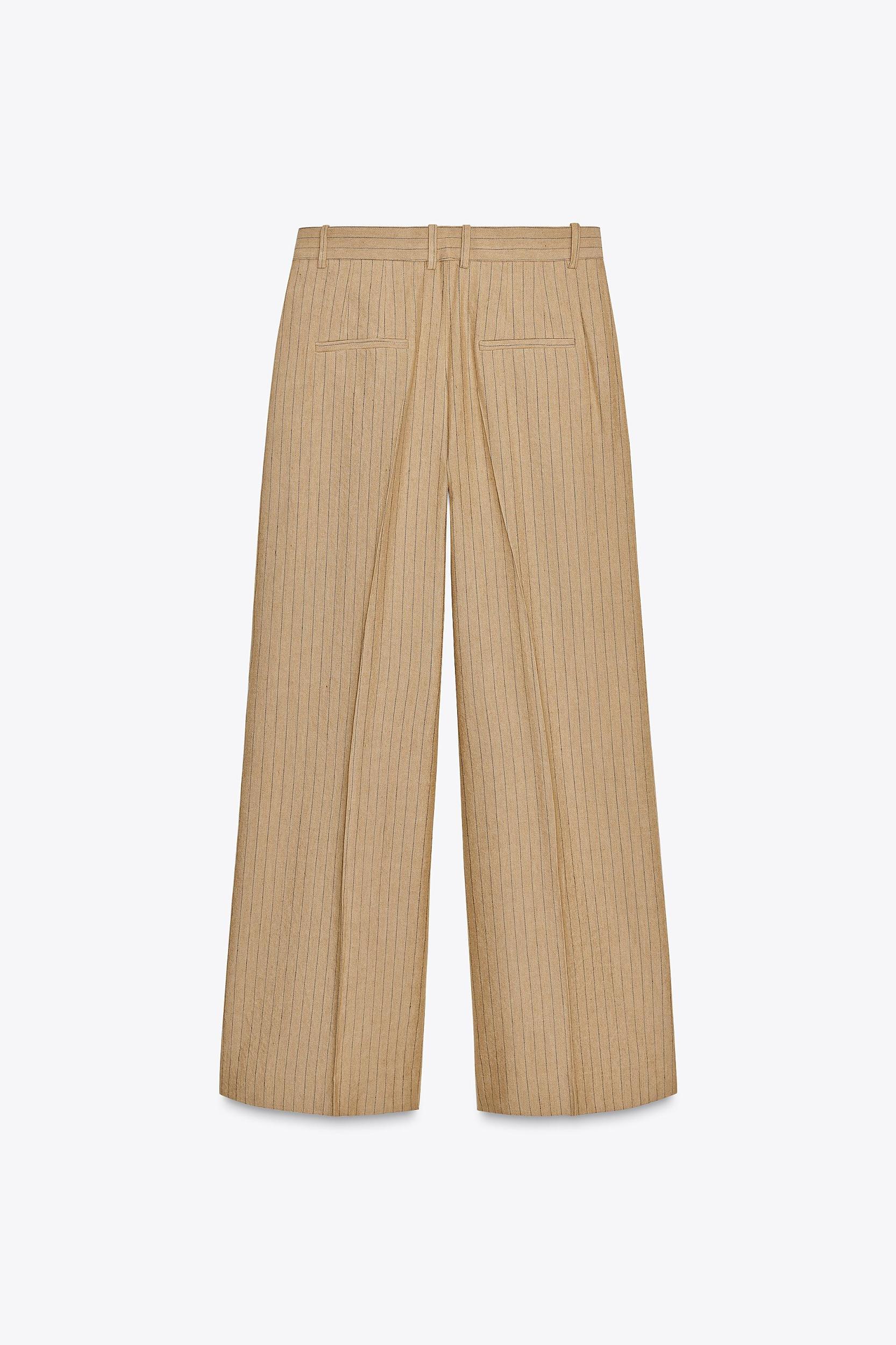 ZW COLLECTION LINEN STRIPE PLEATED PANTS Product Image