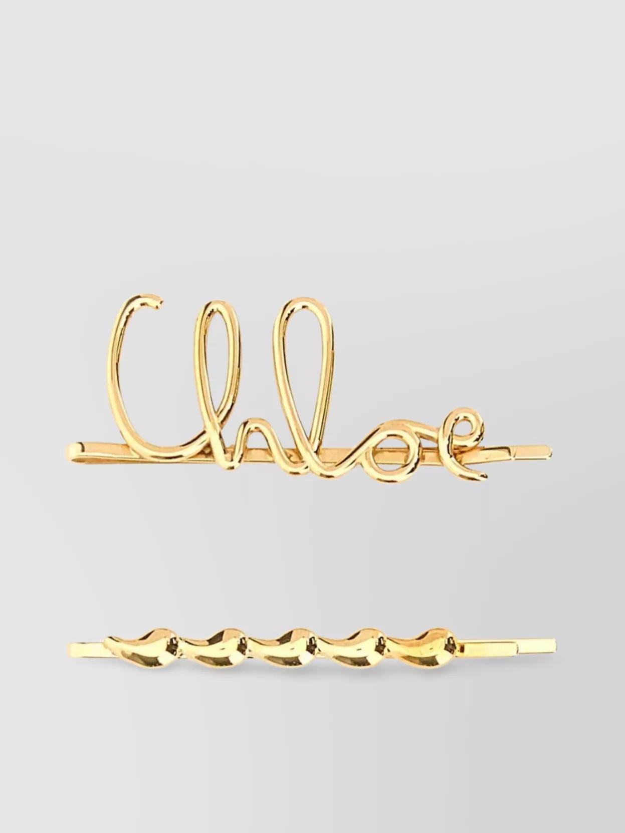 CHLOÉ Iconic Hair Clips Accessories In Metallic Product Image