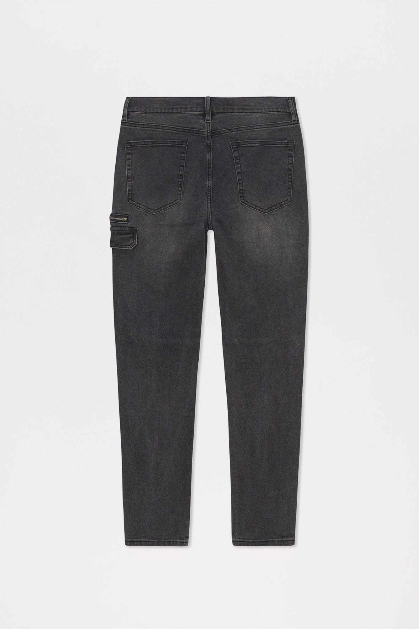 Cargo Pocket Slim Taper Jeans - Black Product Image
