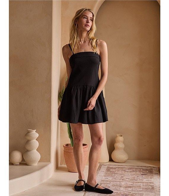 Skies Are Blue Square Neck Sleeveless Tiered Drop Waist Mini Dress Product Image