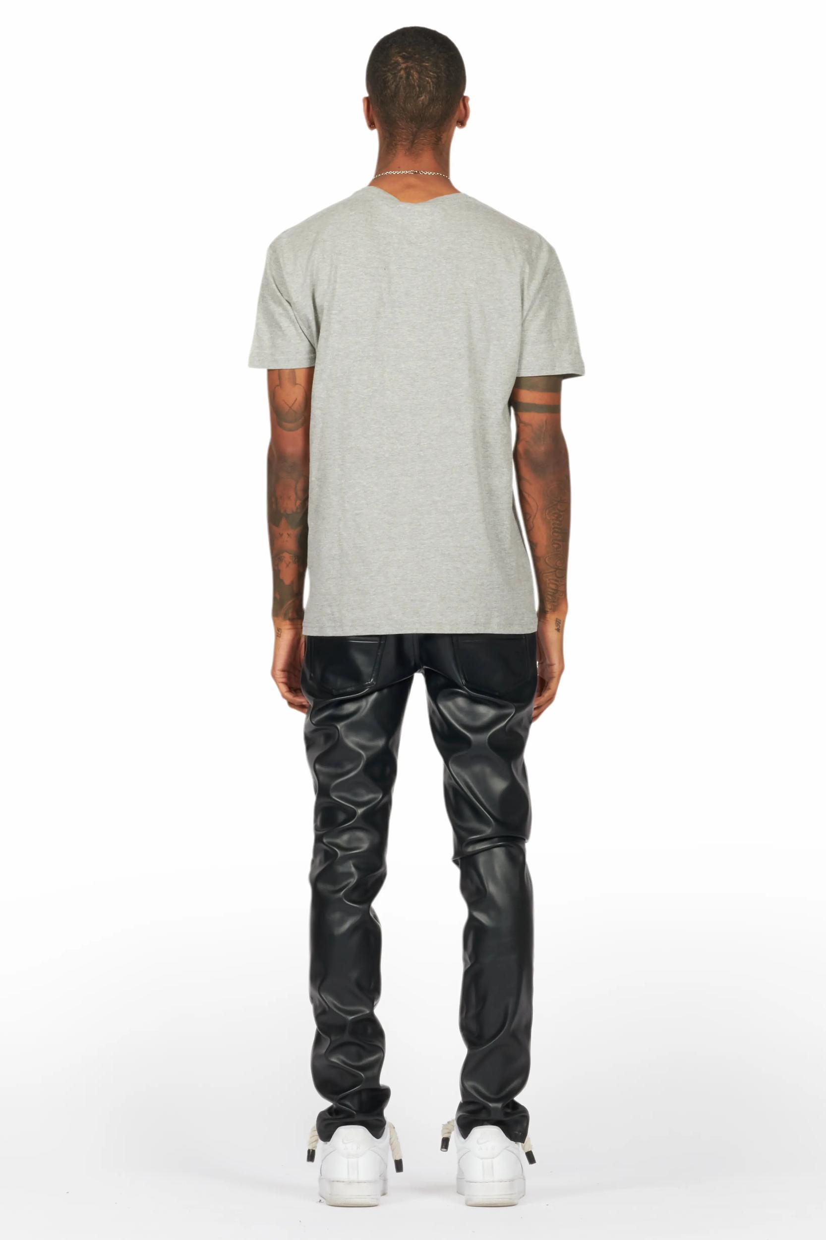 Ricky Black Slim Fit Faux Leather Pant Male Product Image