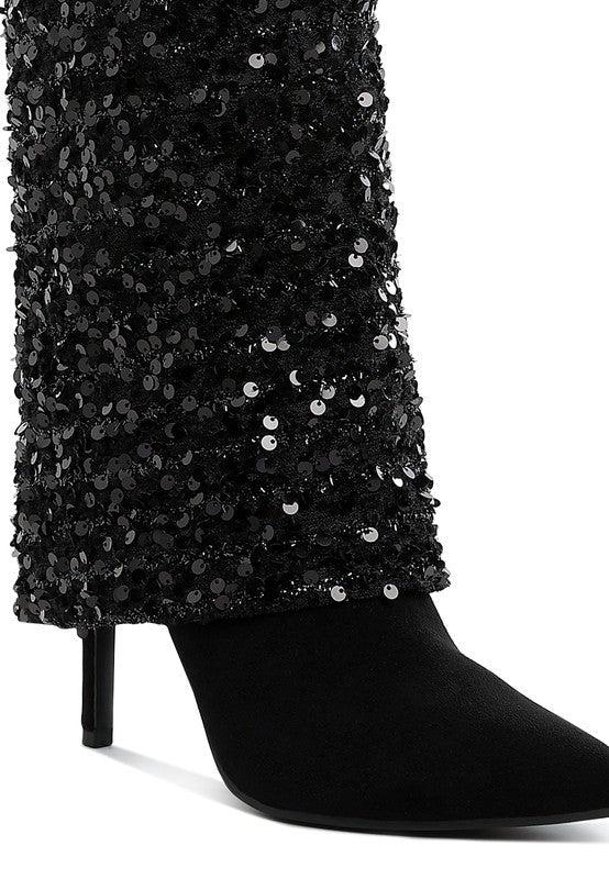 Sin City Sequinned Fold-Over Calf Boots Product Image