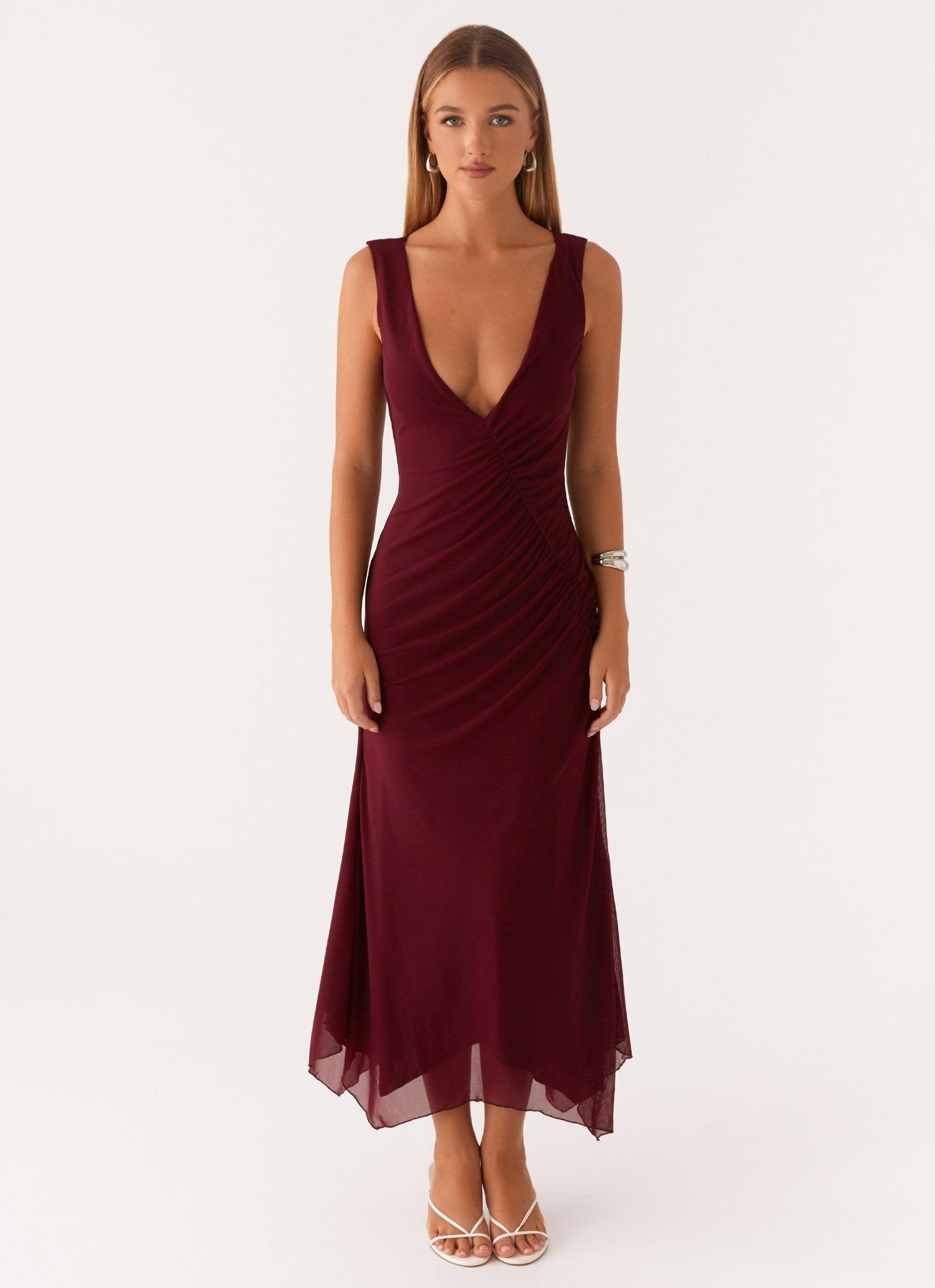 Murphy Maxi Dress - Deep Maroon Product Image