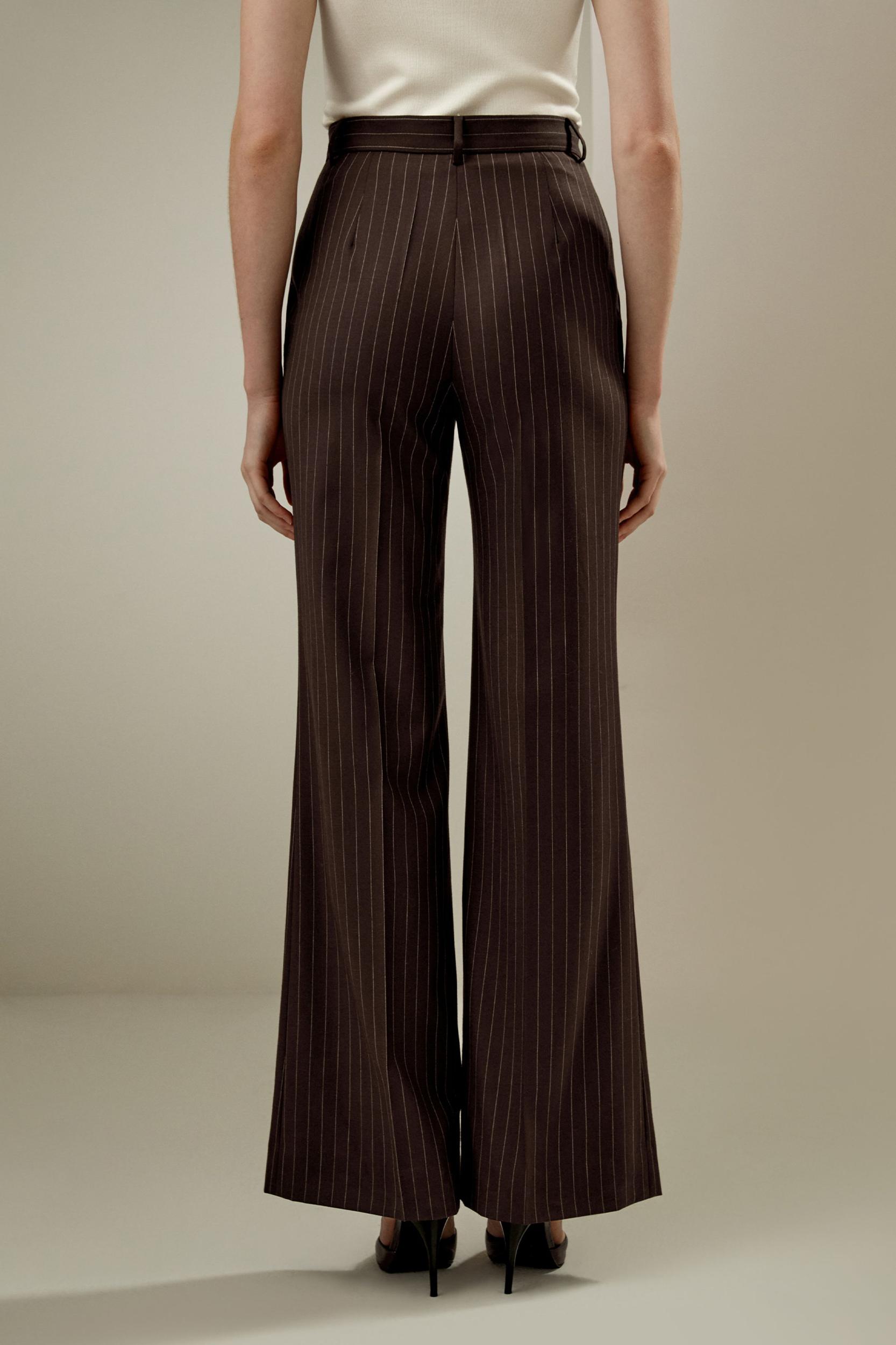 Pinstriped high-rise straight pants Product Image