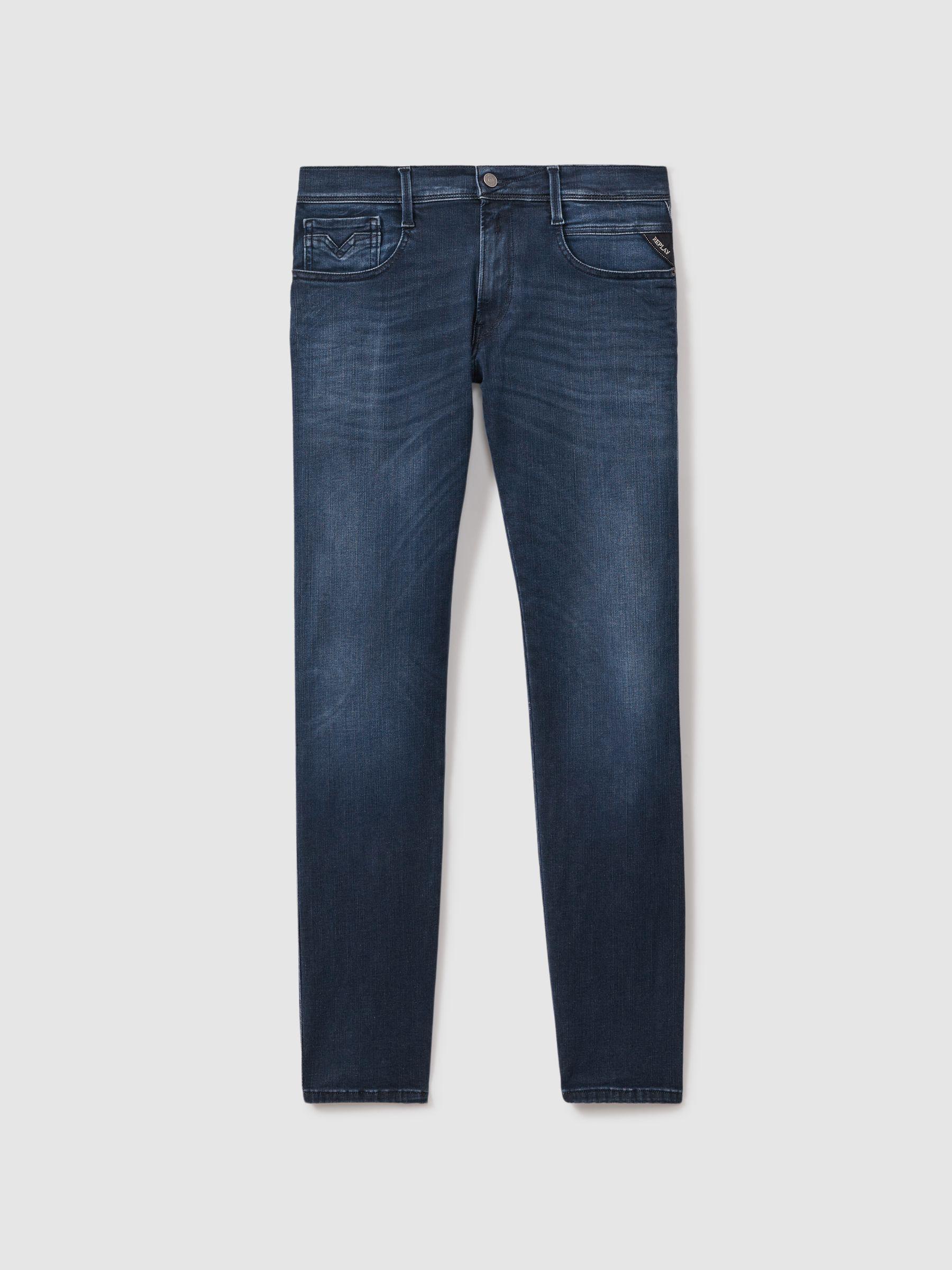 Slim Fit Washed Jeans in Dark Blue Product Image