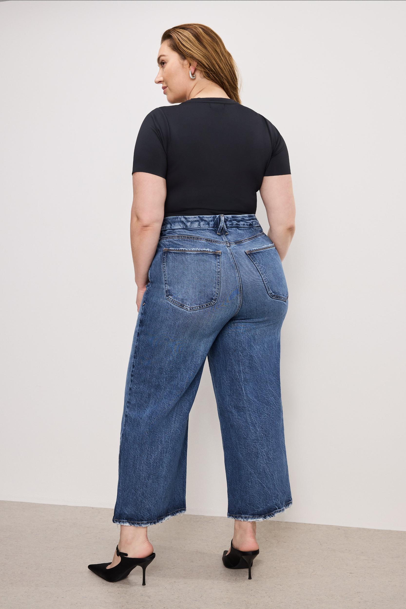 SOFT-TECH GOOD WAIST CROPPED PALAZZO JEANS | INDIGO737 Product Image