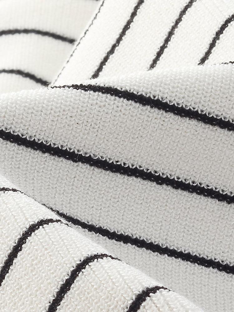 Tencel Stripe Women Cap Sleeve Knit Top Product Image