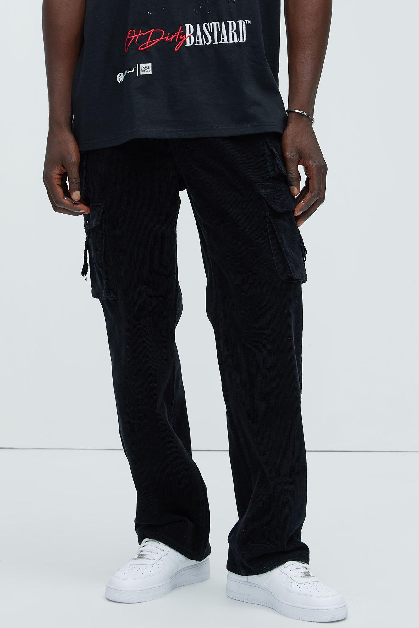 With Me Straight Corduroy Cargo Pants - Black Product Image