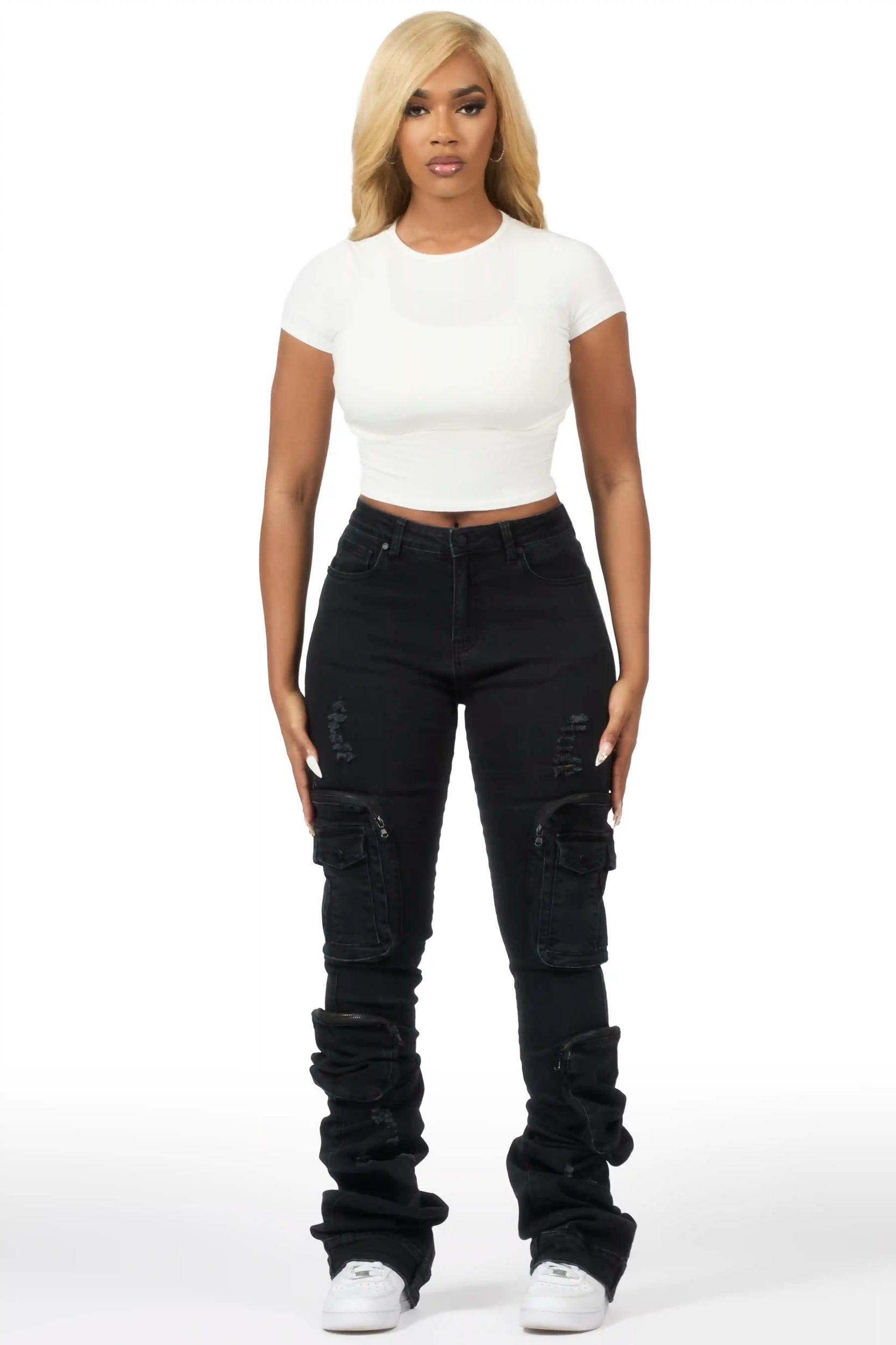 Alisson Black Cargo Super Stacked Jean Female Product Image
