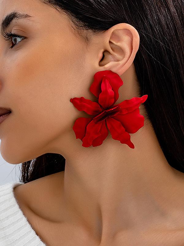 Flower Shape Solid Color Earrings Accessories Product Image
