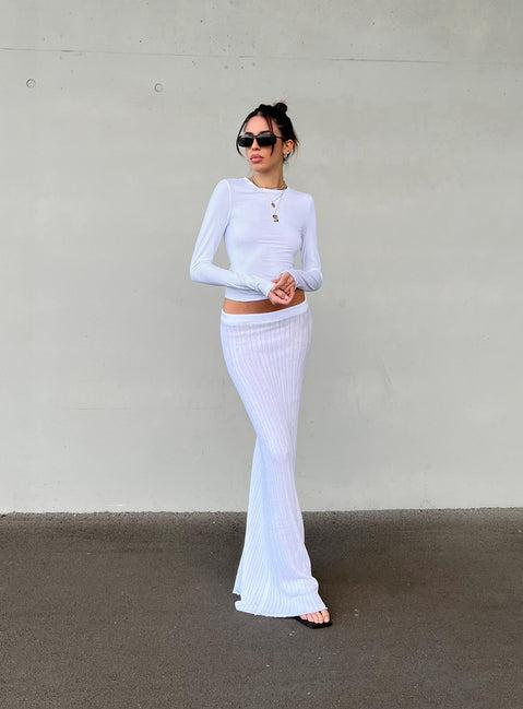 Belle Knit Maxi Skirt White Product Image