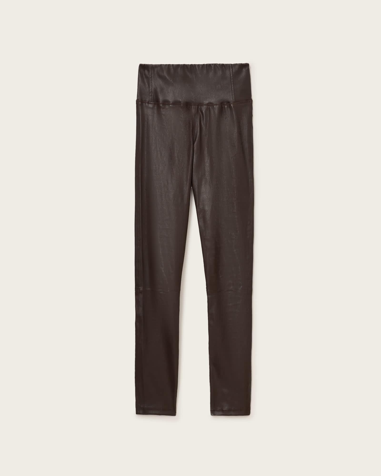 Cora Leather Stretch Leggings Bitter Brown | ALLSAINTS US Product Image