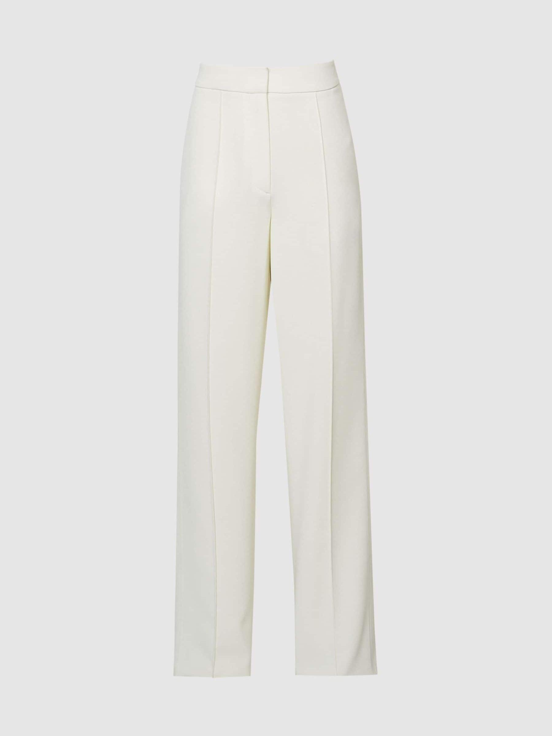 Elasticated Waist Wide Leg Trousers in Cream Product Image