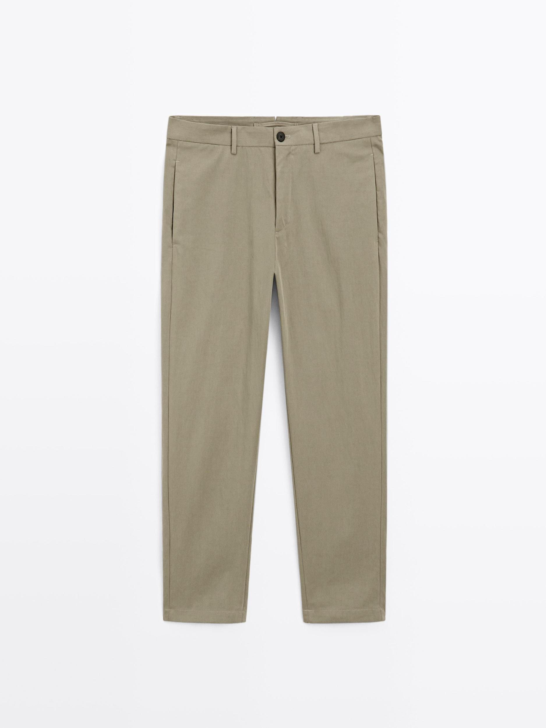 Cotton blend cigarette fit trousers Product Image