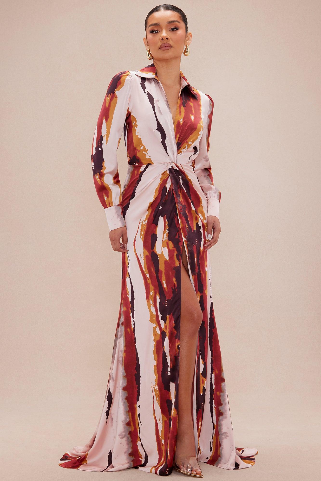 Sariah Satin Maxi Dress - Mauve/combo Product Image