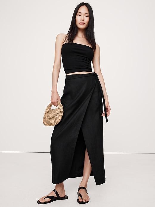 Linen Wrap Maxi Skirt Product Image