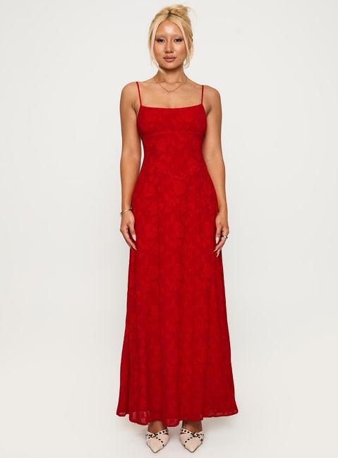 South Of France Maxi Dress Red Product Image