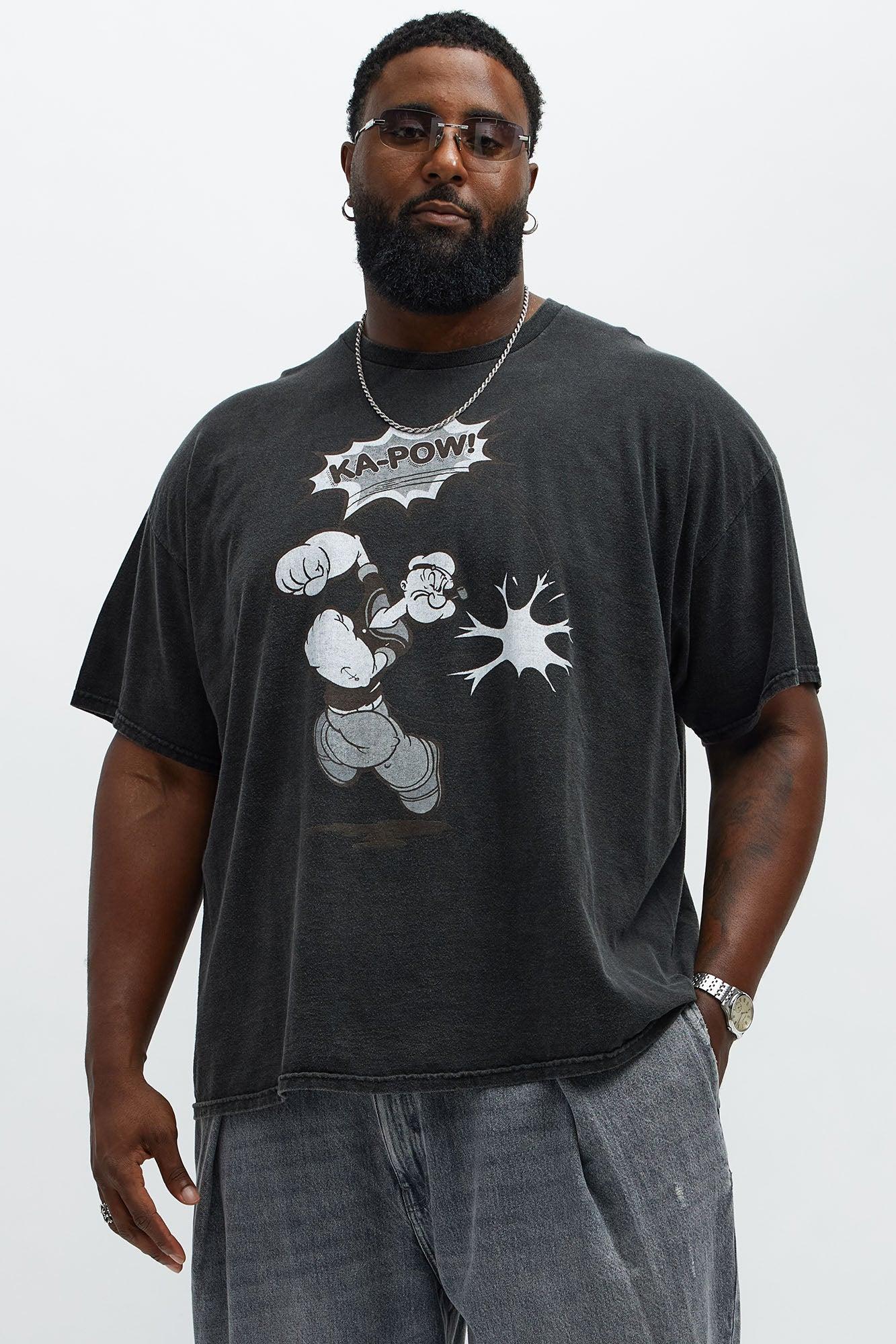 Popeye The Knock-Out Man Short Sleeve Tee - Black Wash Male Product Image
