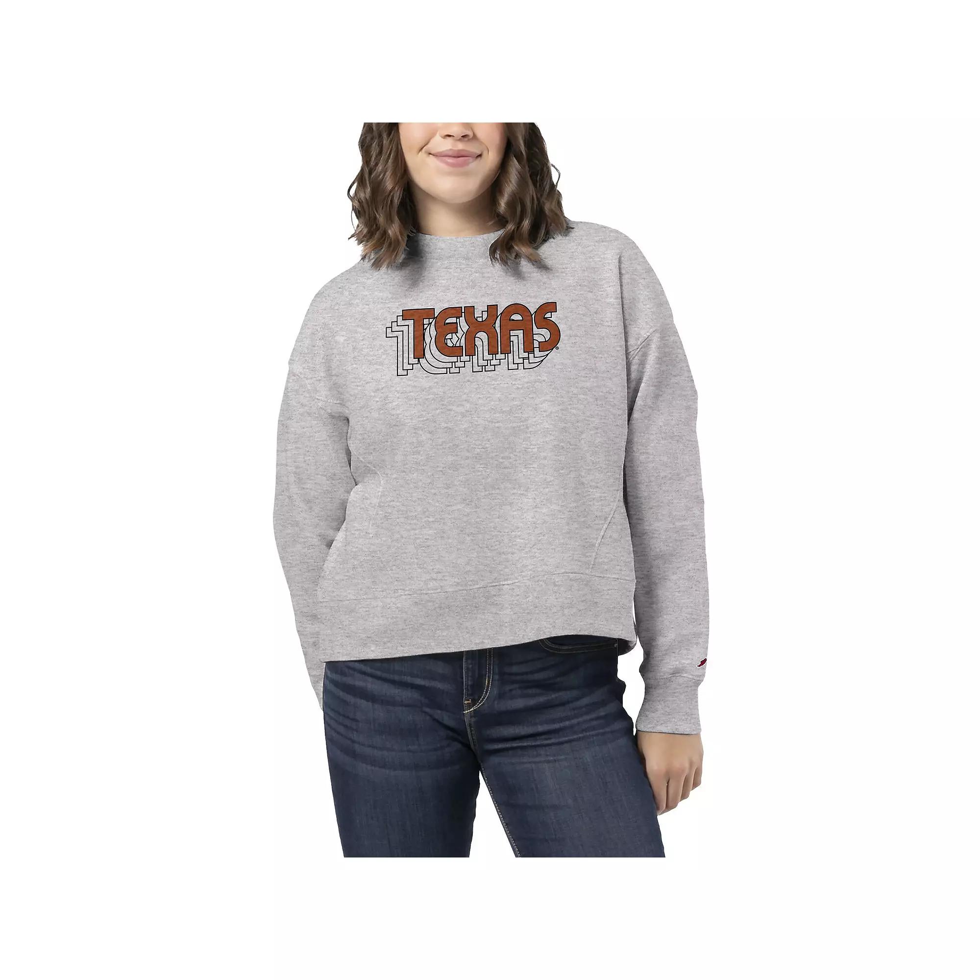Women's League Collegiate Wear Ash Texas Longhorns Boxy Pullover Sweatshirt,  Product Image