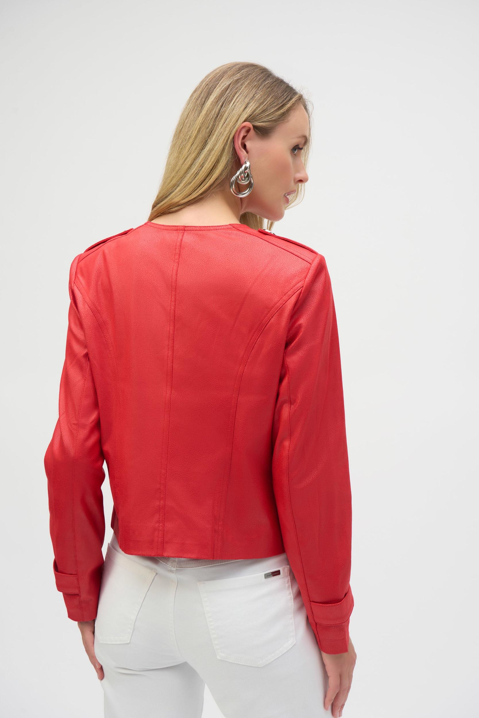 Foiled Faux Suede Boxy Jacket- Radiant Red Product Image