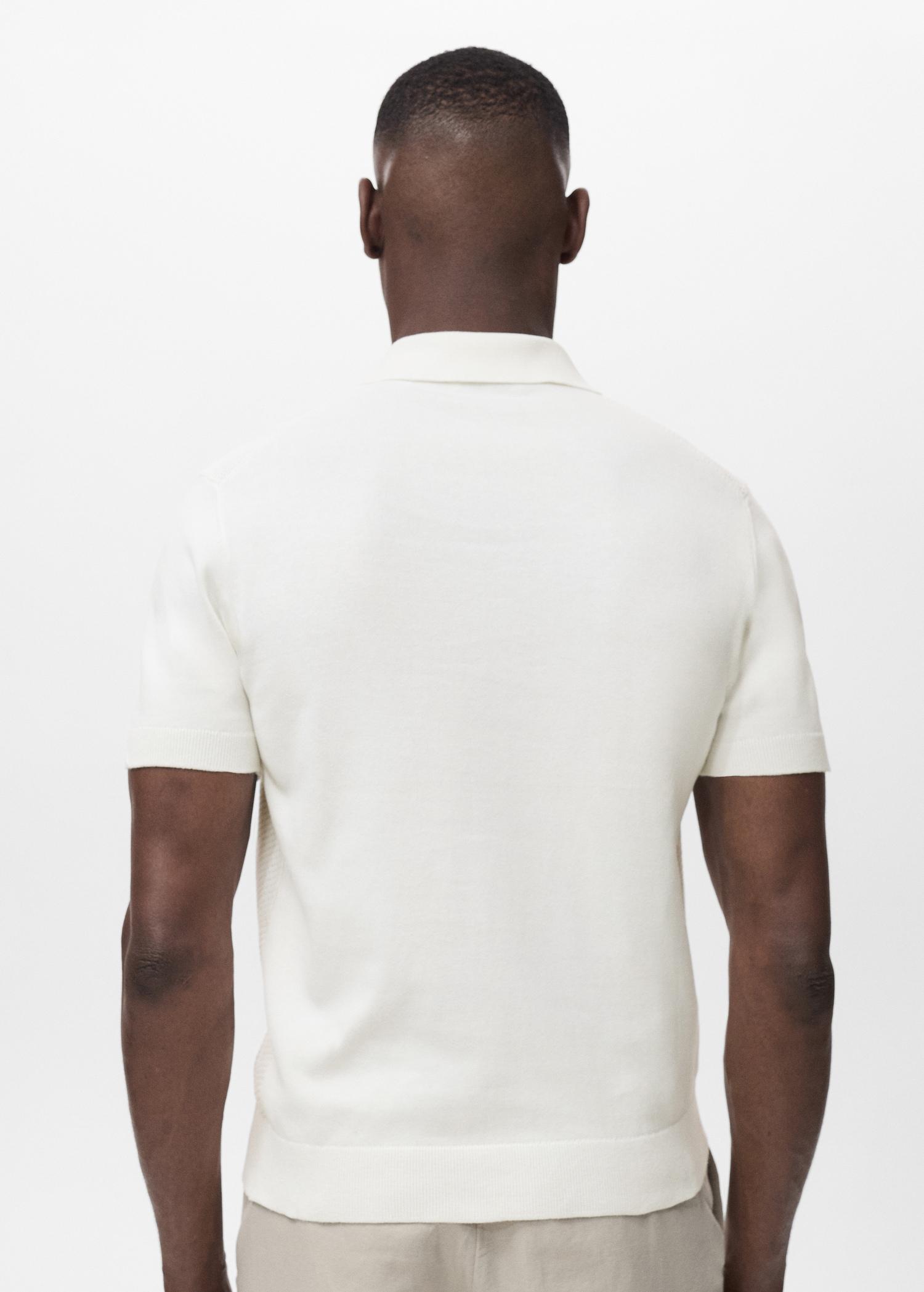 Openwork knitted polo shirt with zipper - Men | MANGO USA Product Image