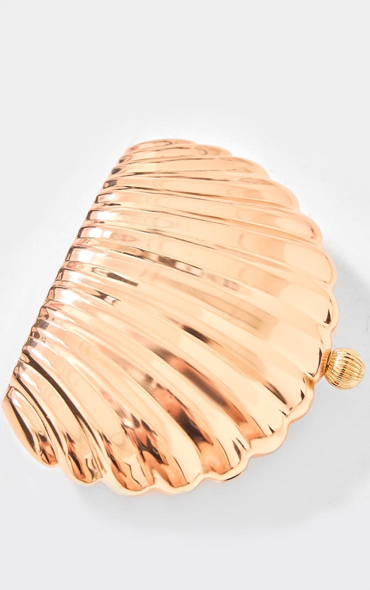 Gold Metal Shell Clutch Bag Product Image