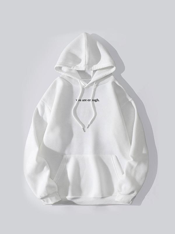 Letter Print Kangaroo Pocket Drawstring Oversized Hoodie Product Image