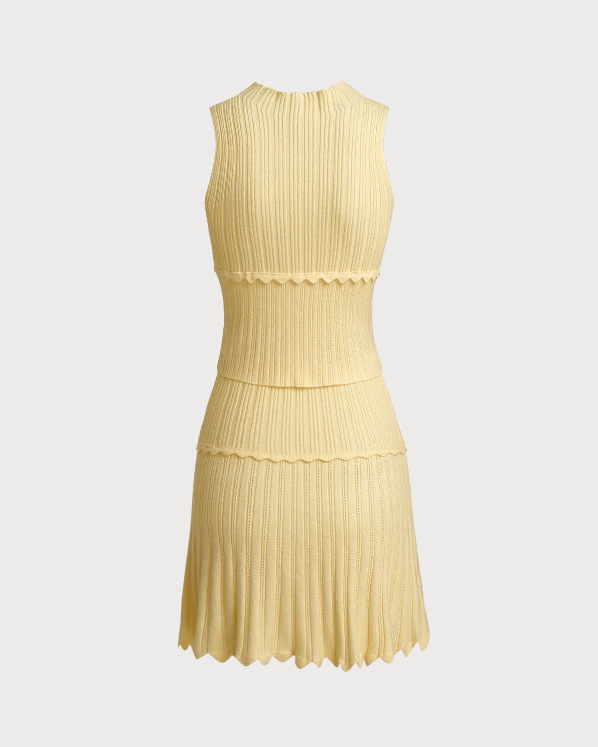 Yellow Elastic Waist Skirt Two-Piece Suit Product Image