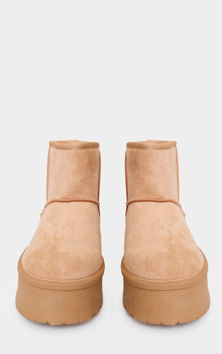 Sand Faux Suede Cleated Ankle Platform Boots Product Image