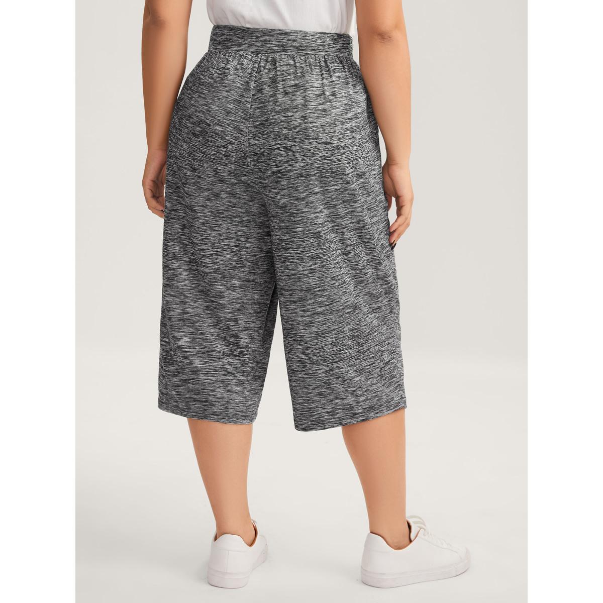 Plus Size Stretchy Straight Leg Cropped Pants Women DimGray Leisure Straight Leg Mid Rise Casual Pants BloomChic 30/6X Product Image