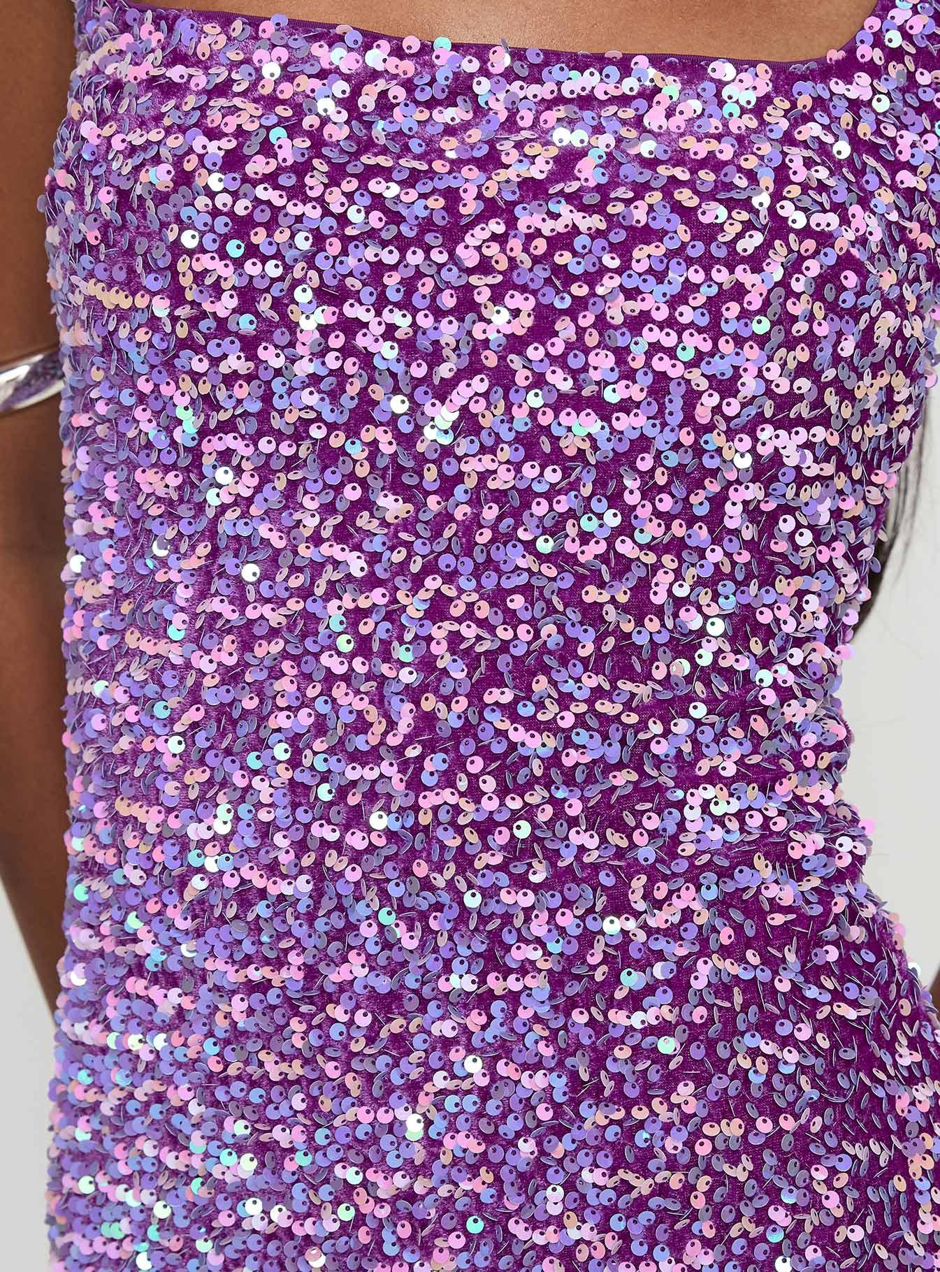 Miss Me Sequin Mini Dress Purple Product Image