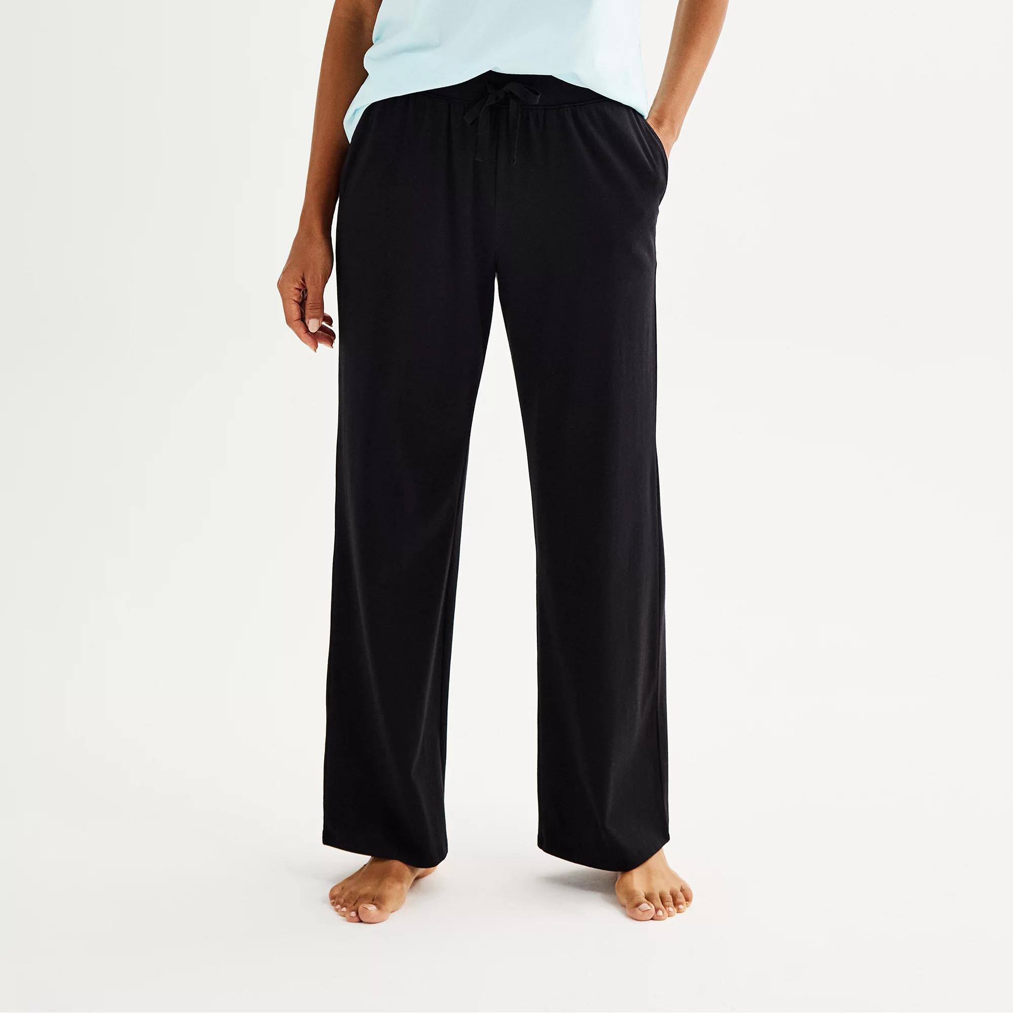 Women's Sonoma Goods For Life® Cotton Modal Open Hem Pajama Pants, Size: XS, Mineral Black Product Image