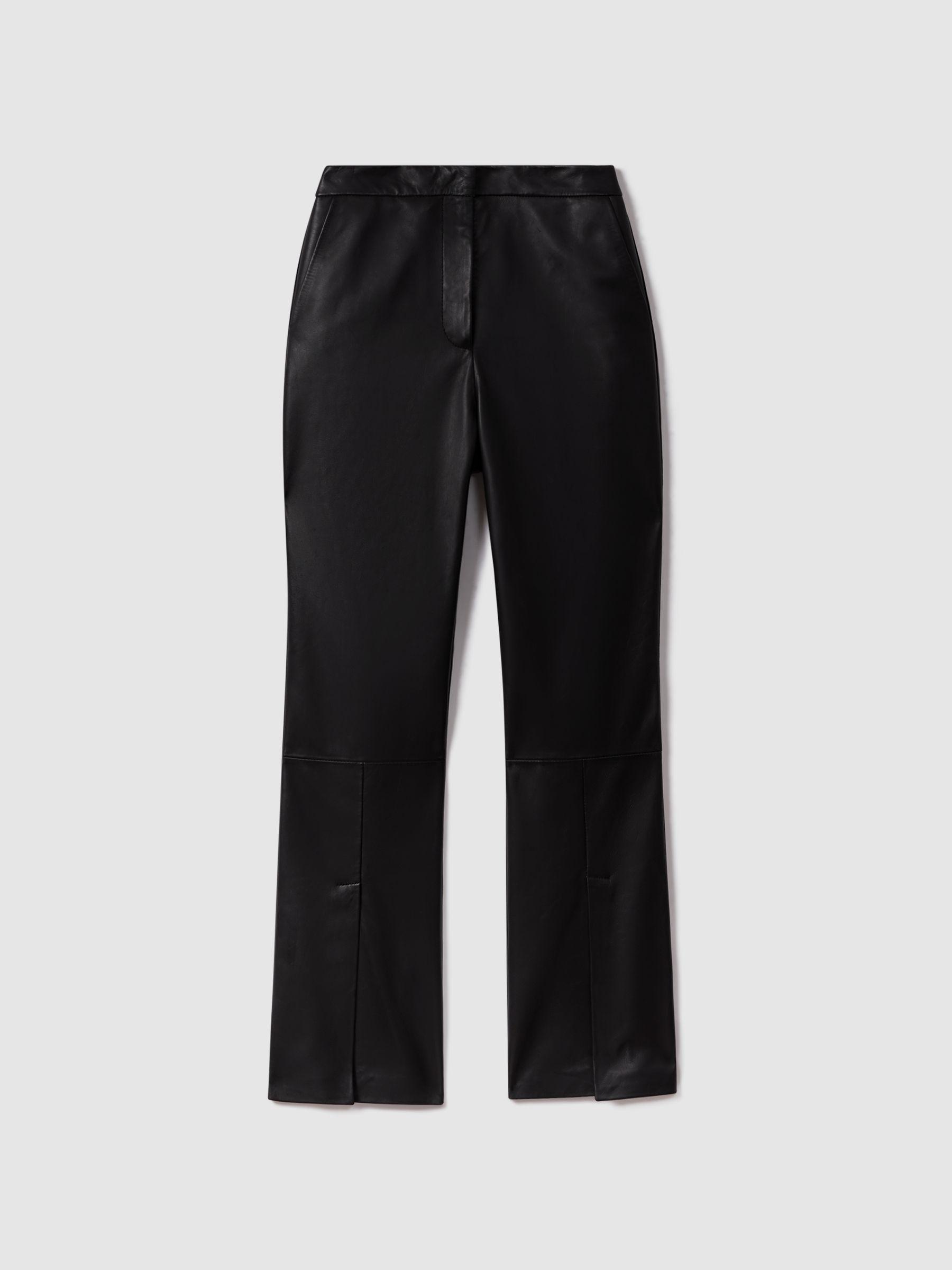 McLaren F1 Front Split Leather Trousers in Black Product Image