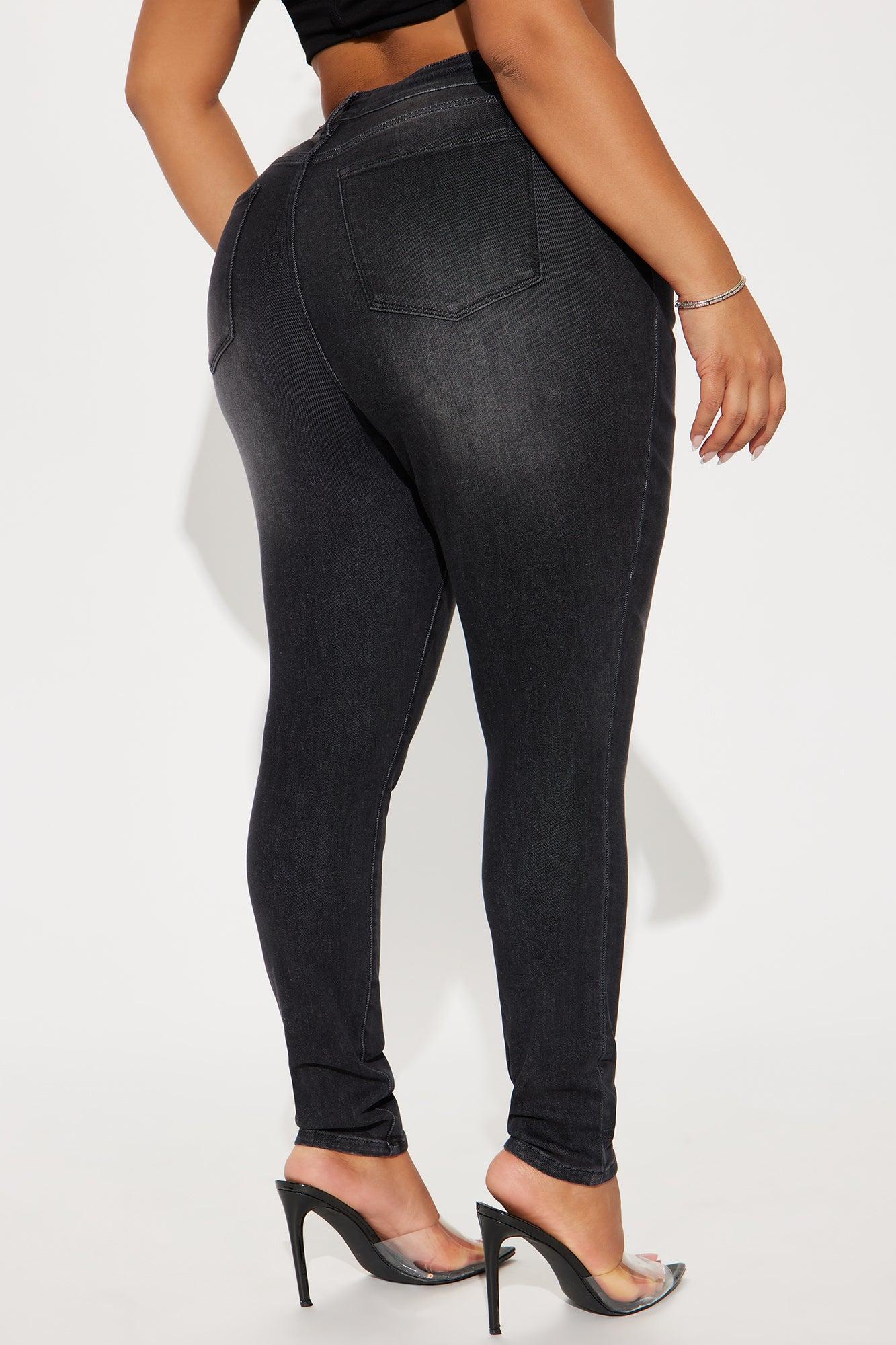 Instant BBL Padded Stretch Sculpting Skinny Jeans - Black Wash Product Image